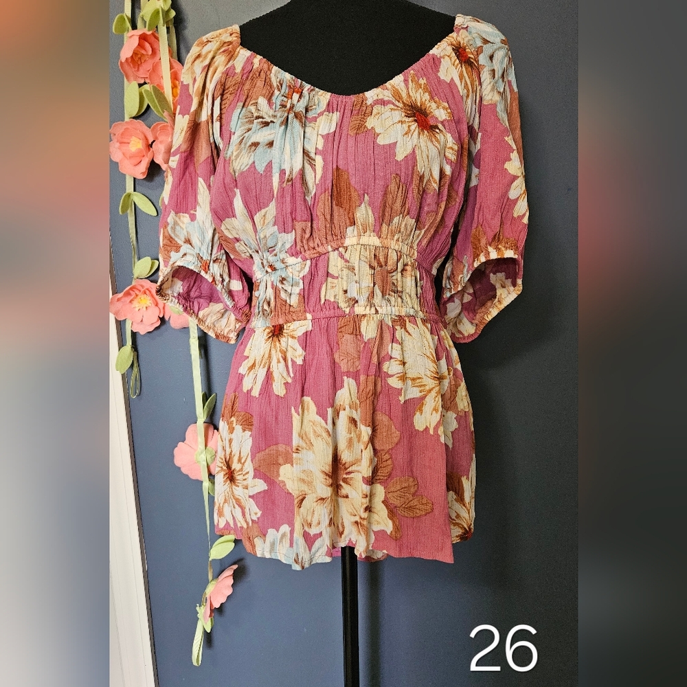 Maurices Pink Floral Blouse